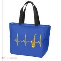 Saxophone Player Funny Gift Sax Heartbeat Hooded Cute Gift Gift Tote Bag thumb 3
