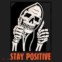 Stay Positive Funny Skeleton Thumbs Up Spooky Halloween Women's Sweatshirt thumb 2