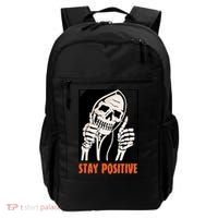 Stay Positive Funny Skeleton Thumbs Up Spooky Halloween Backpack thumb 0