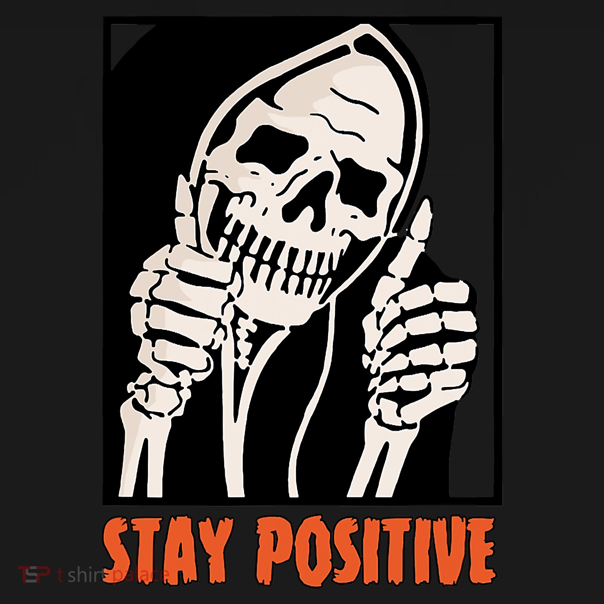 Stay Positive Funny Skeleton Thumbs Up Spooky Halloween Coaster