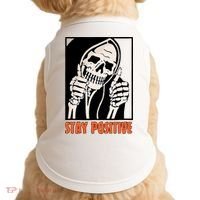 Stay Positive Funny Skeleton Thumbs Up Spooky Halloween Doggie Tank thumb 0