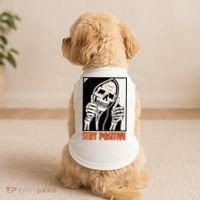 Stay Positive Funny Skeleton Thumbs Up Spooky Halloween Doggie Tank thumb 2