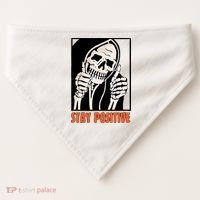 Stay Positive Funny Skeleton Thumbs Up Spooky Halloween USA-Made Doggie Bandana thumb 0