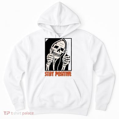 Stay Positive Funny Skeleton Thumbs Up Spooky Halloween Hoodie