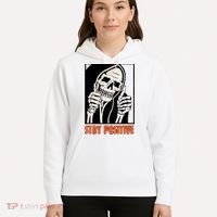 Stay Positive Funny Skeleton Thumbs Up Spooky Halloween Hoodie thumb 5