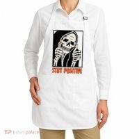 Stay Positive Funny Skeleton Thumbs Up Spooky Halloween Apron thumb 2
