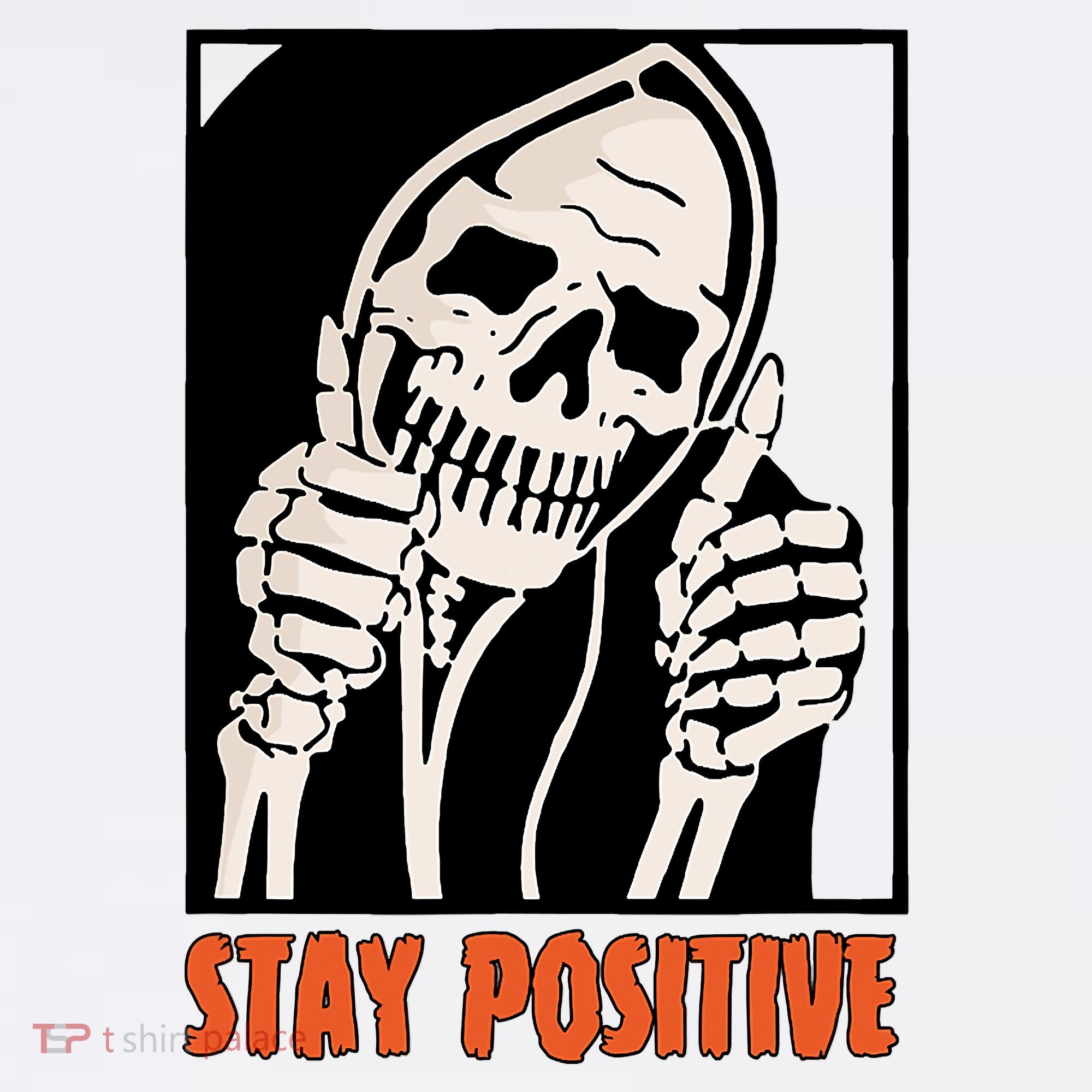 Stay Positive Funny Skeleton Thumbs Up Spooky Halloween Coffee Mug