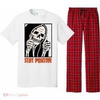 Stay Positive Funny Skeleton Thumbs Up Spooky Halloween Pajama Set thumb 0