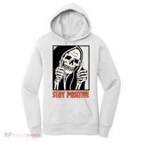 Stay Positive Funny Skeleton Thumbs Up Spooky Halloween Women's Hoodie thumb 0