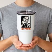 Stay Positive Funny Skeleton Thumbs Up Spooky Halloween Tumbler thumb 2