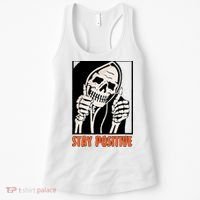 Stay Positive Funny Skeleton Thumbs Up Spooky Halloween Women's Tank Top thumb 0