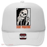 Stay Positive Funny Skeleton Thumbs Up Spooky Halloween Hat thumb 0