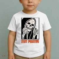 Stay Positive Funny Skeleton Thumbs Up Spooky Halloween Toddler T-Shirt thumb 2