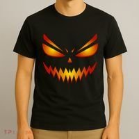 Spooky Pumpkin Face Halloween T-Shirt thumb 3