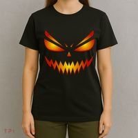 Spooky Pumpkin Face Halloween T-Shirt thumb 4
