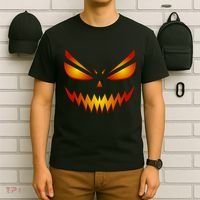 Spooky Pumpkin Face Halloween T-Shirt thumb 6