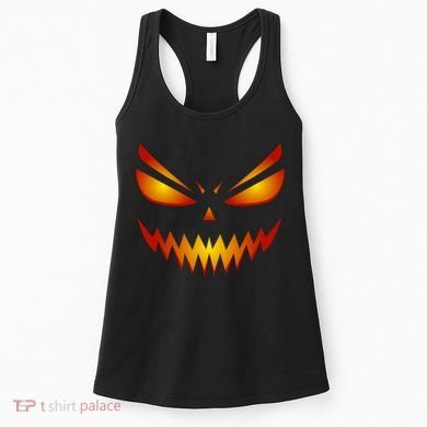 Spooky Pumpkin Face Halloween Women's Tank Top
