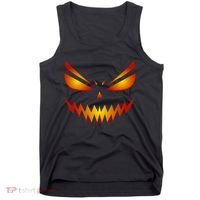 Spooky Pumpkin Face Halloween Tank Top thumb 0