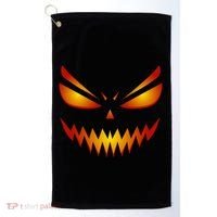 Spooky Pumpkin Face Halloween Golf Towel thumb 0