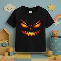Spooky Pumpkin Face Halloween Toddler T-Shirt thumb 3