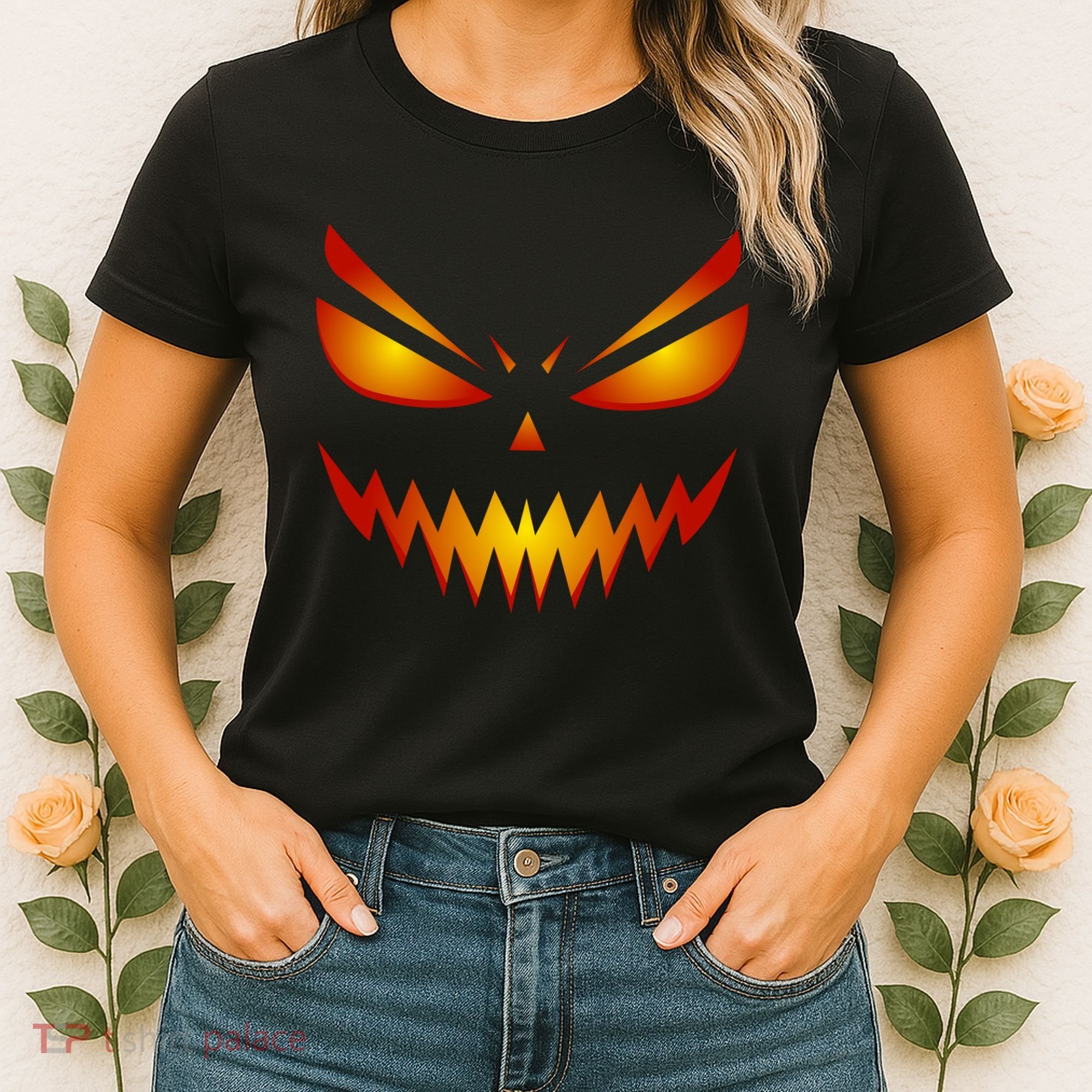 Spooky Pumpkin Face Halloween Women's T-Shirt