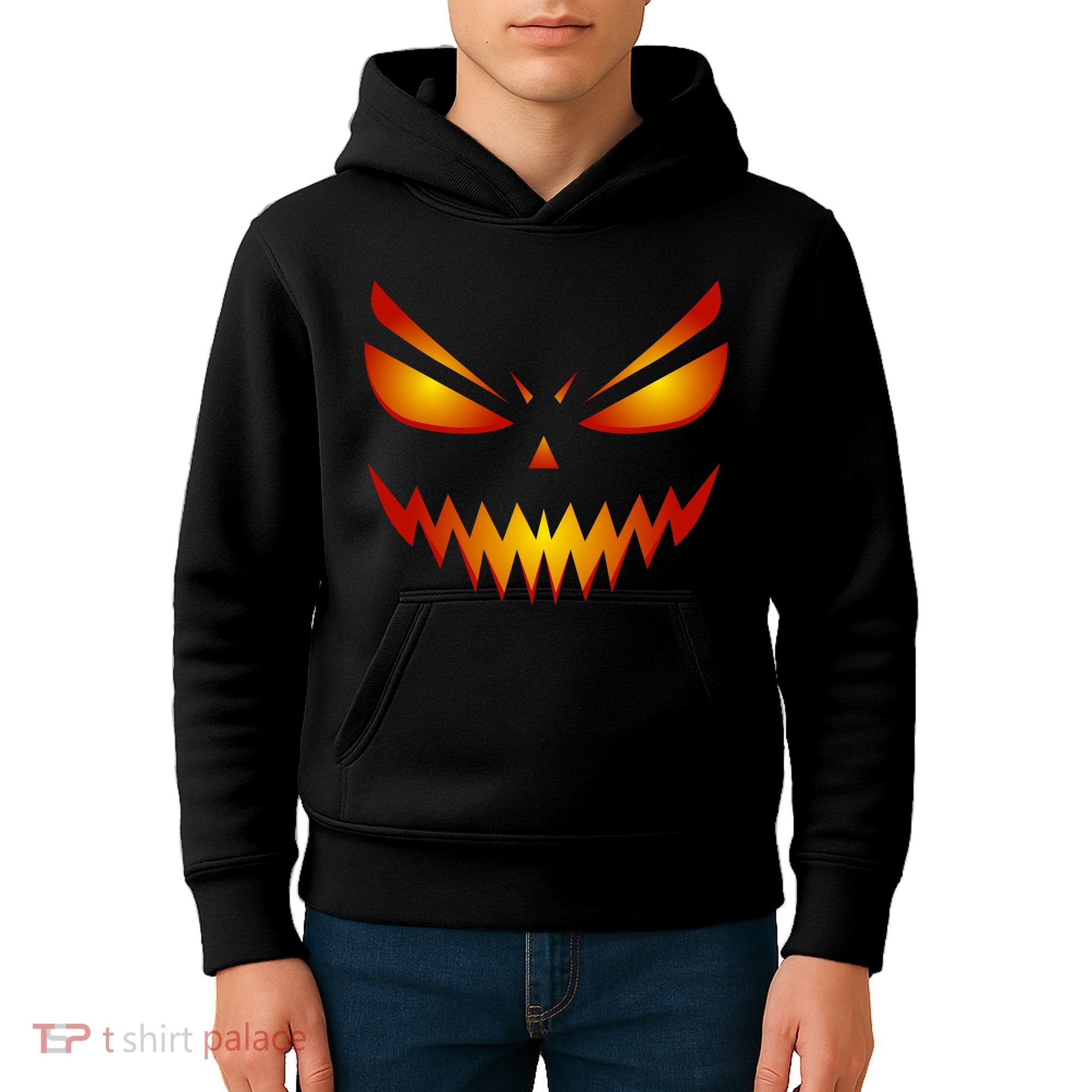 Spooky Pumpkin Face Halloween Kids Hoodie