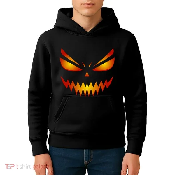 Spooky Pumpkin Face Halloween Kids Hoodie