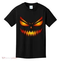 Spooky Pumpkin Face Halloween Kids T-Shirt thumb 0