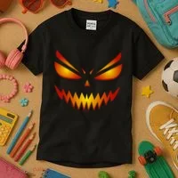Spooky Pumpkin Face Halloween Kids T-Shirt thumb 3