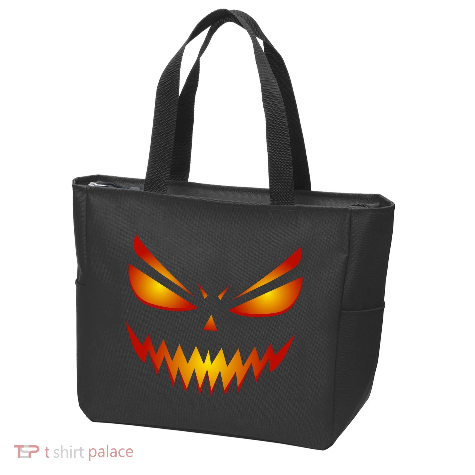 Spooky Pumpkin Face Halloween Tote Bag