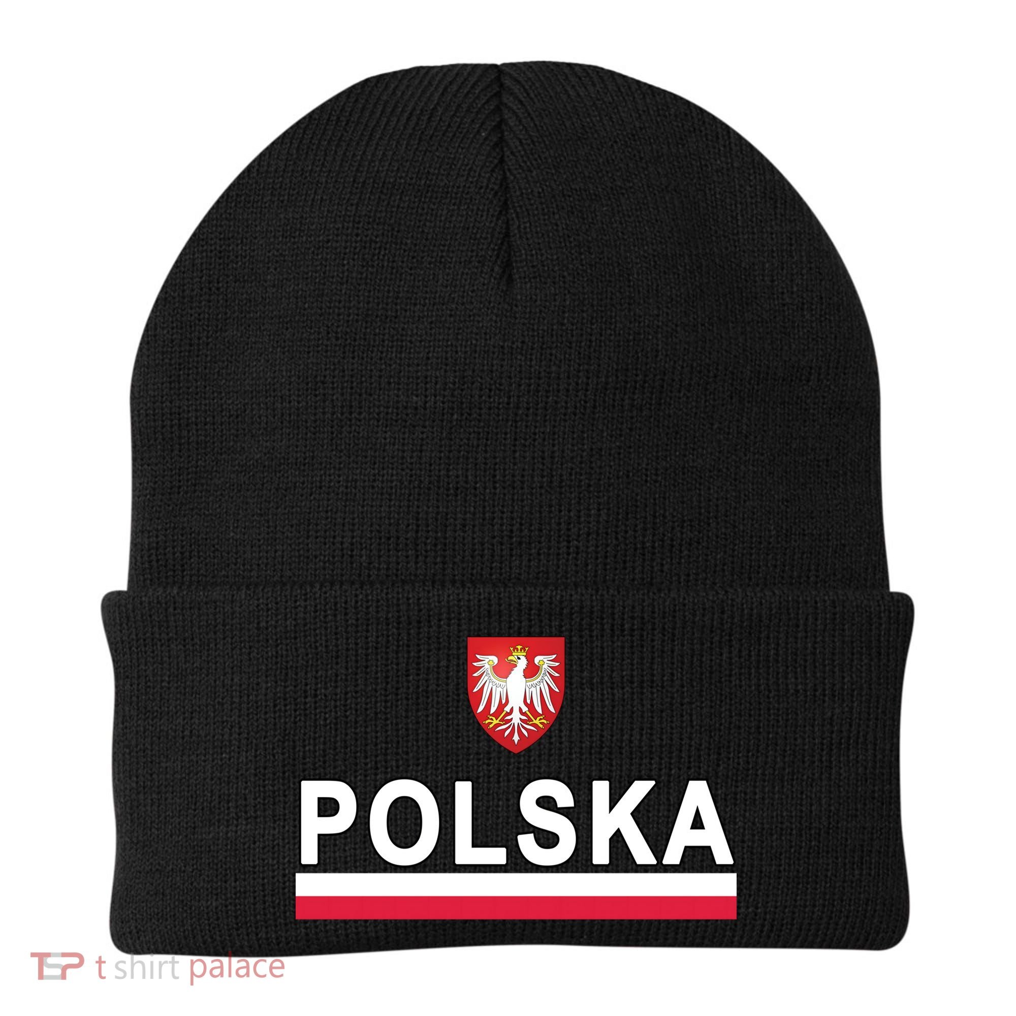 Sporty Polska Flag And Emblem Polish Coat Of Arms Gift Beanie