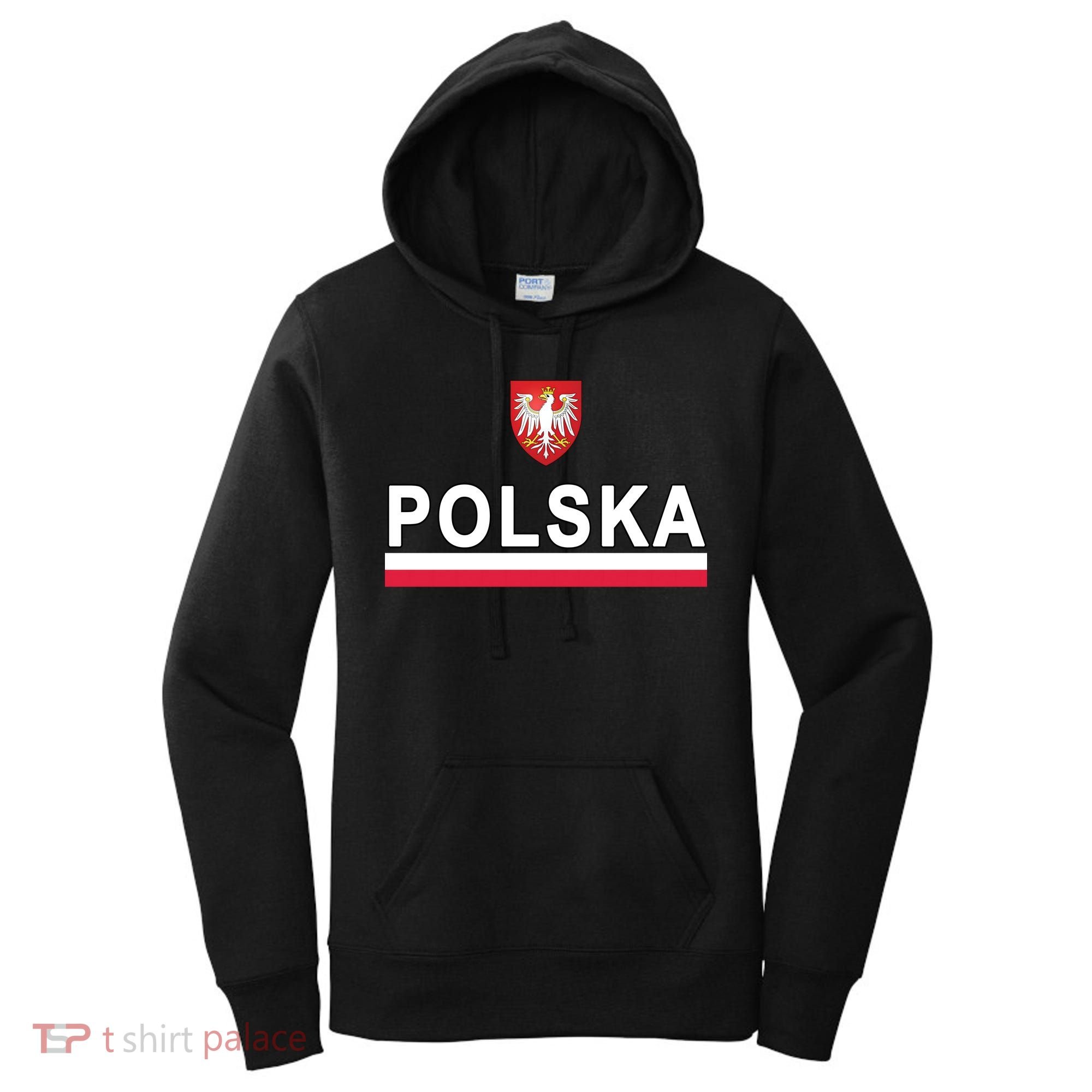Sporty Polska Flag And Emblem Polish Coat Of Arms Gift Women's Hoodie