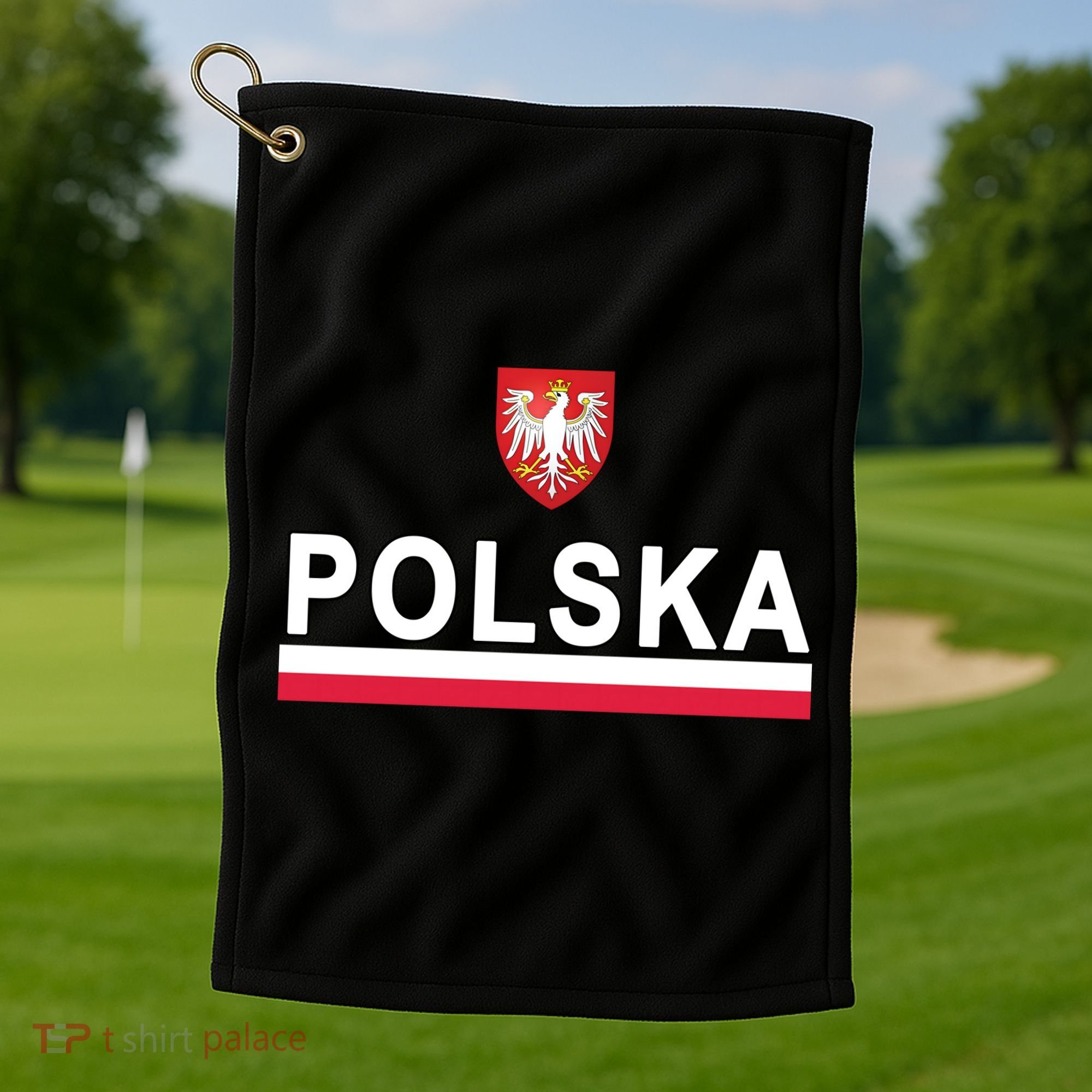 Sporty Polska Flag And Emblem Polish Coat Of Arms Gift Golf Towel