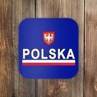 Sporty Polska Flag And Emblem Polish Coat Of Arms Gift Coaster thumb 0