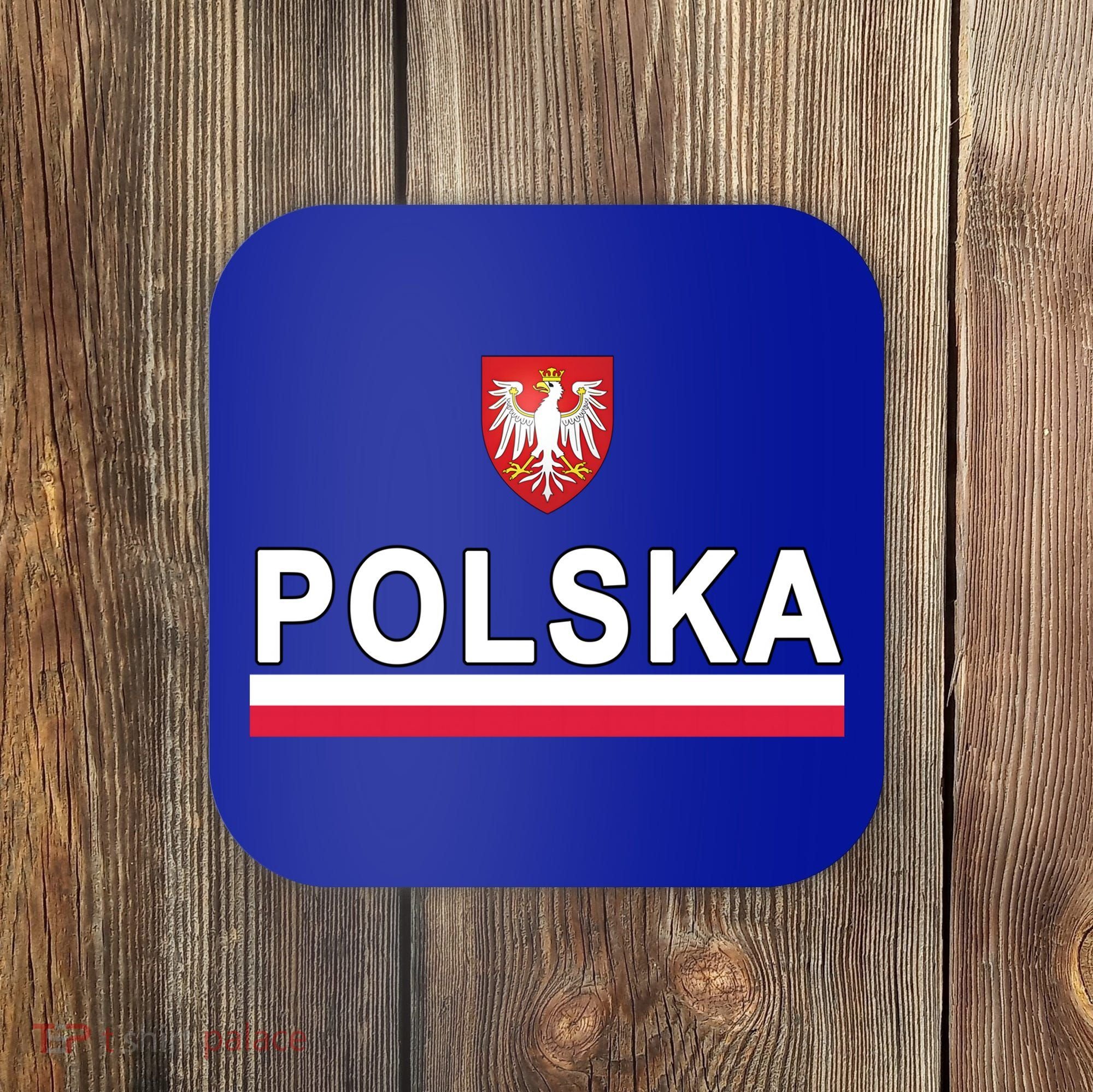 Sporty Polska Flag And Emblem Polish Coat Of Arms Gift Coaster