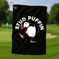 Stud Puffin Funny Seabird Animal Lover Stud Muffin Cool Gift Golf Towel thumb 1