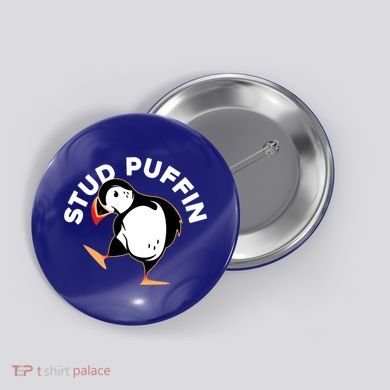 Stud Puffin Funny Seabird Animal Lover Stud Muffin Cool Gift Button