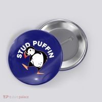 Stud Puffin Funny Seabird Animal Lover Stud Muffin Cool Gift Button thumb 0