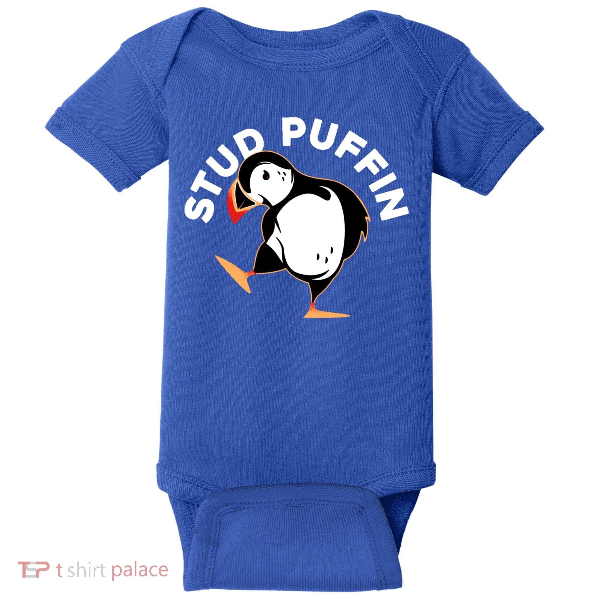 Stud Puffin Funny Seabird Animal Lover Stud Muffin Cool Gift Baby Bodysuit