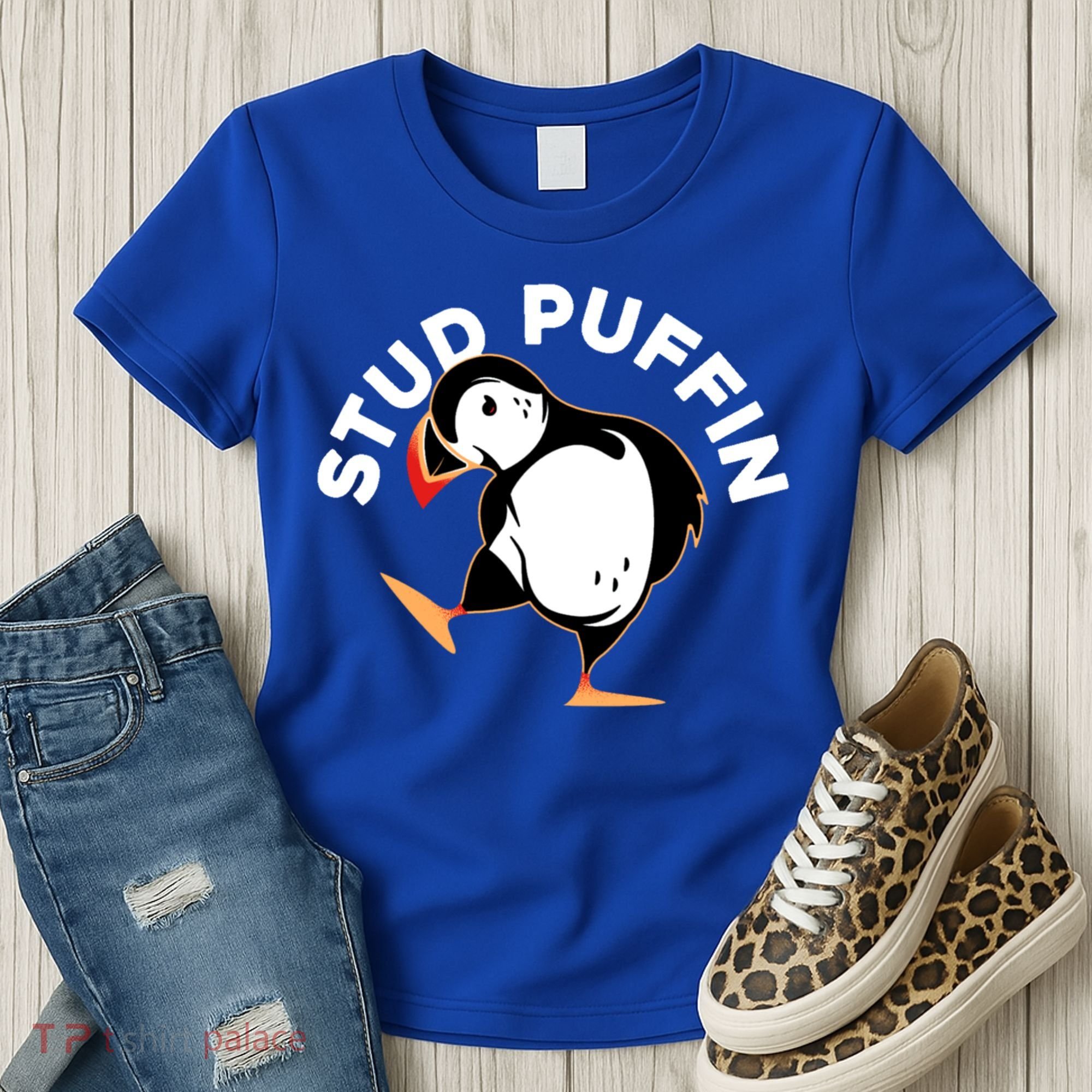 Stud Puffin Funny Seabird Animal Lover Stud Muffin Cool Gift Women's T-Shirt