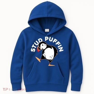 Stud Puffin Funny Seabird Animal Lover Stud Muffin Cool Gift Kids Hoodie