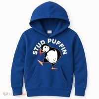 Stud Puffin Funny Seabird Animal Lover Stud Muffin Cool Gift Kids Hoodie thumb 0