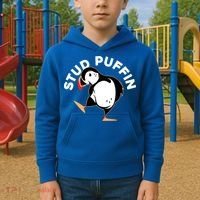 Stud Puffin Funny Seabird Animal Lover Stud Muffin Cool Gift Kids Hoodie thumb 2