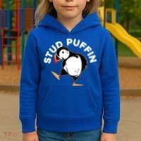 Stud Puffin Funny Seabird Animal Lover Stud Muffin Cool Gift Kids Hoodie thumb 3