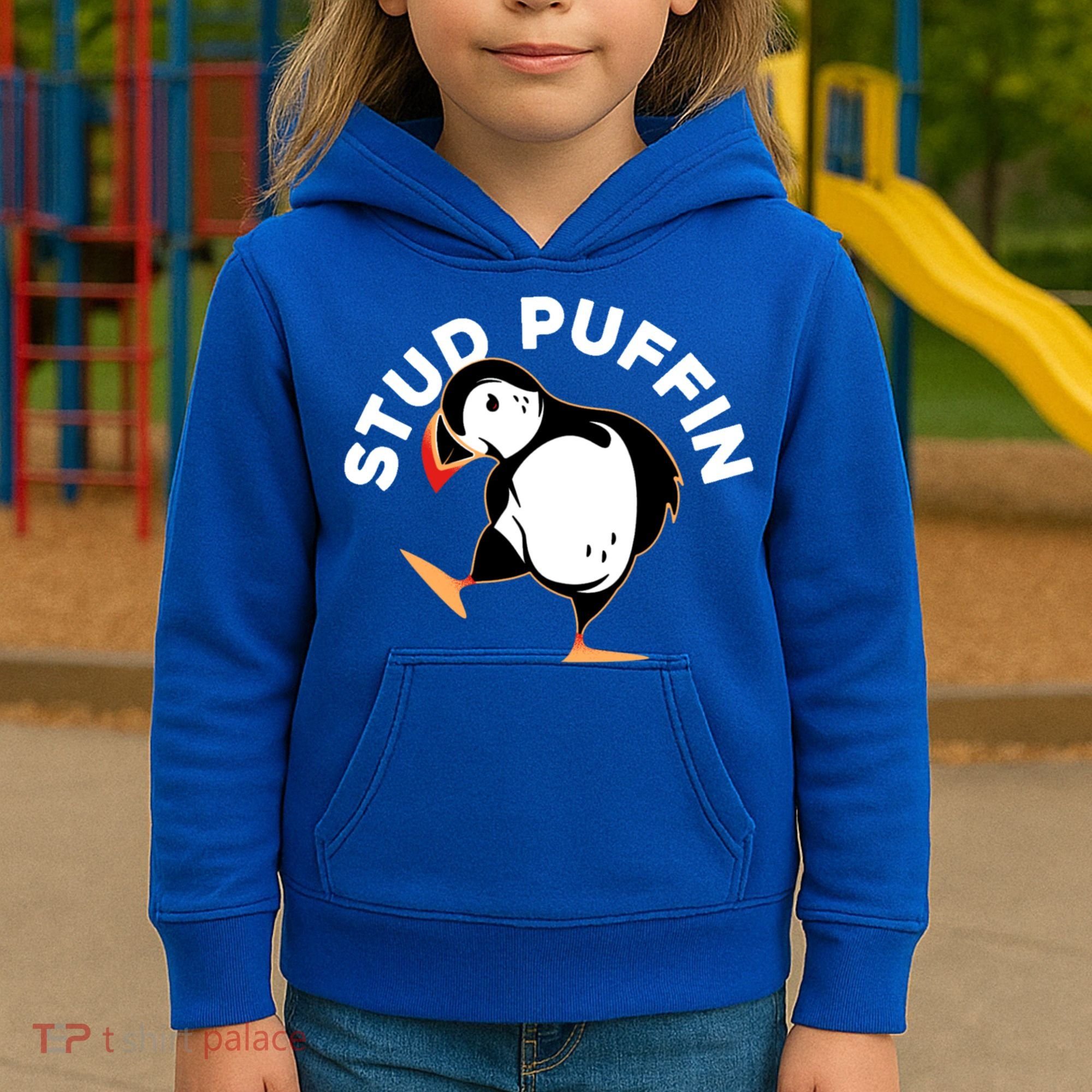 Stud Puffin Funny Seabird Animal Lover Stud Muffin Cool Gift Kids Hoodie