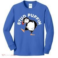 Stud Puffin Funny Seabird Animal Lover Stud Muffin Cool Gift Kids Long Sleeve Shirt thumb 0