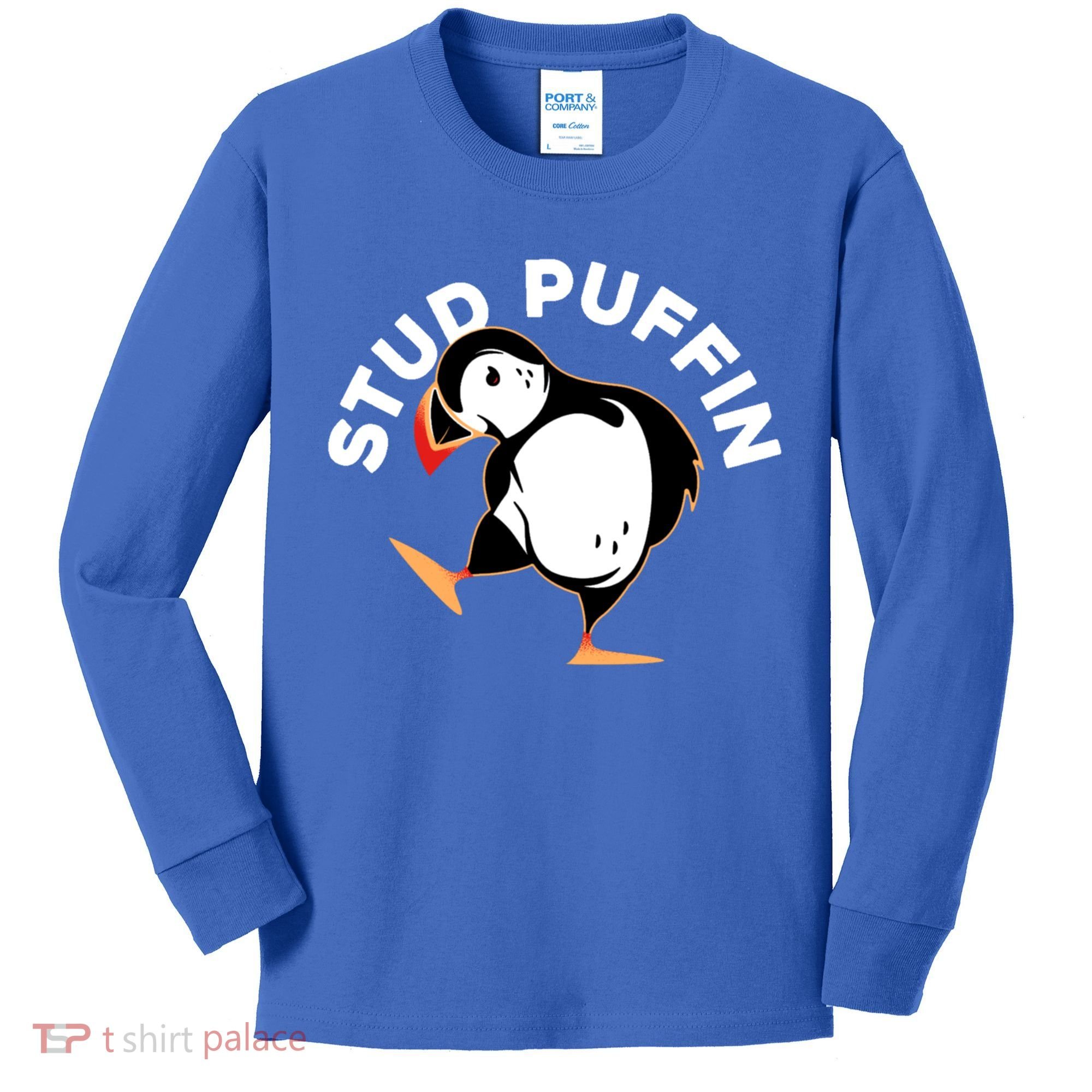 Stud Puffin Funny Seabird Animal Lover Stud Muffin Cool Gift Kids Long Sleeve Shirt