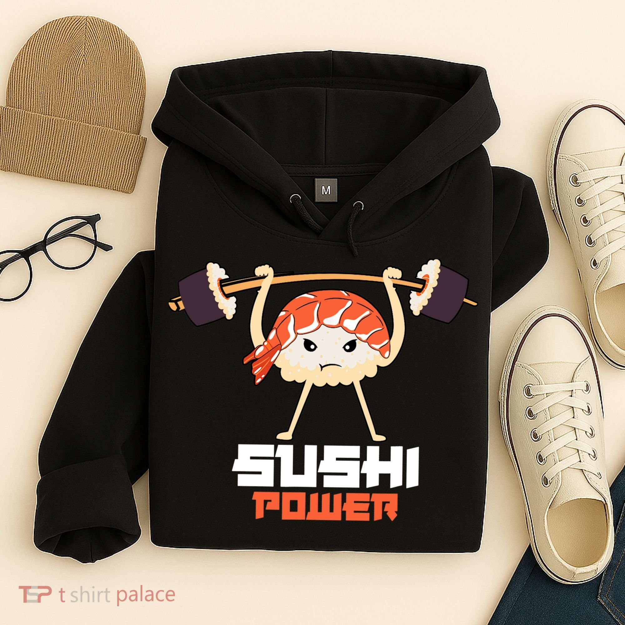 Sushi Power Funny Gym Vegetarian Muscle Powerlifting Hoodie