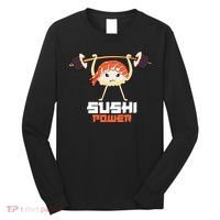 Sushi Power Funny Gym Vegetarian Muscle Powerlifting Long Sleeve Shirt thumb 0