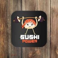 Sushi Power Funny Gym Vegetarian Muscle Powerlifting Coaster thumb 0